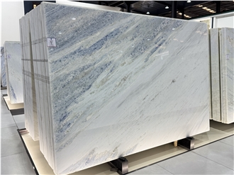 Calcite Azul  With Large Twill Crystal Brazilian Slabs Tiles