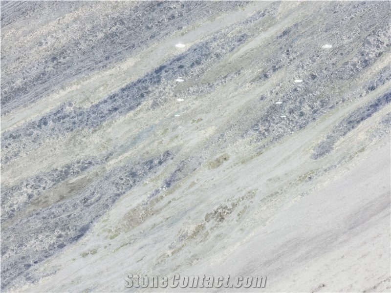 Calcite Azul  With Large Twill Crystal Brazilian Slabs Tiles