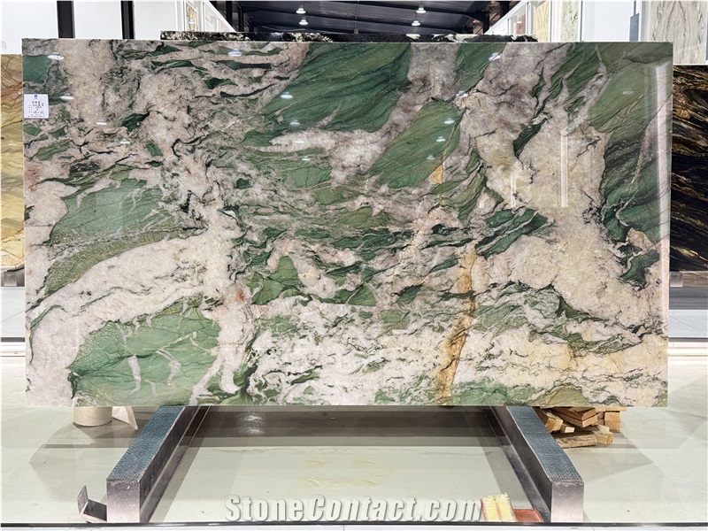 Fuchsite Crystal Quartzite Polished Patagonia Green  Slabs