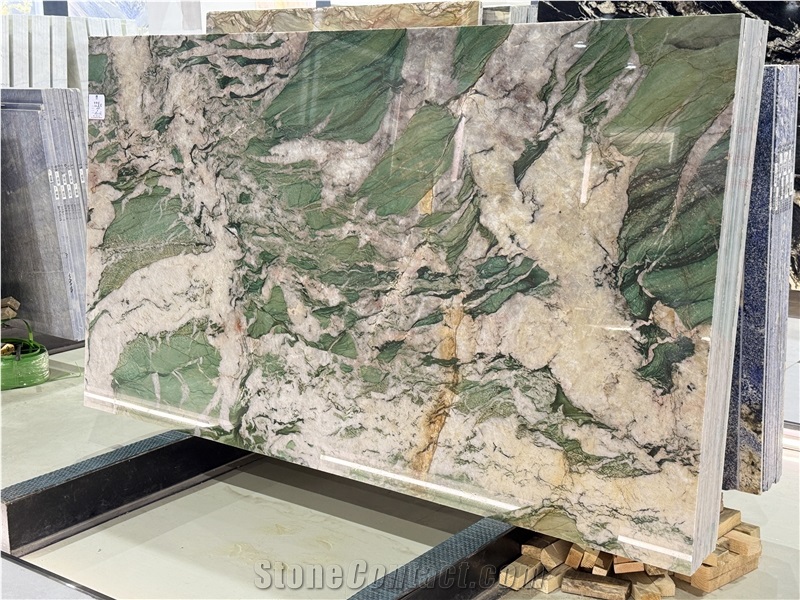 Fuchsite Crystal Quartzite Polished Patagonia Green  Slabs