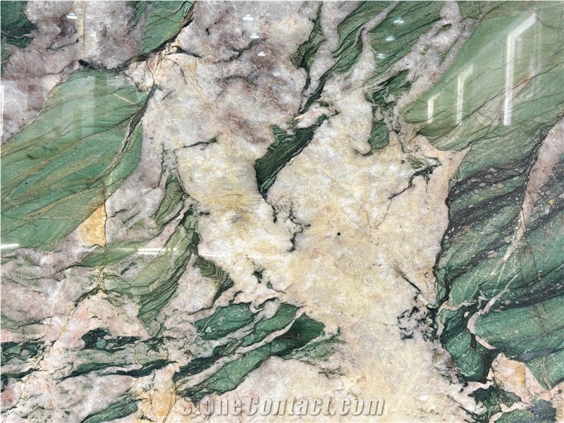Fuchsite Crystal Quartzite Polished Patagonia Green  Slabs