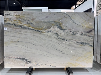 Macaubas Fantasy Fusion Gold Polished Brazil Luxurious Slabs
