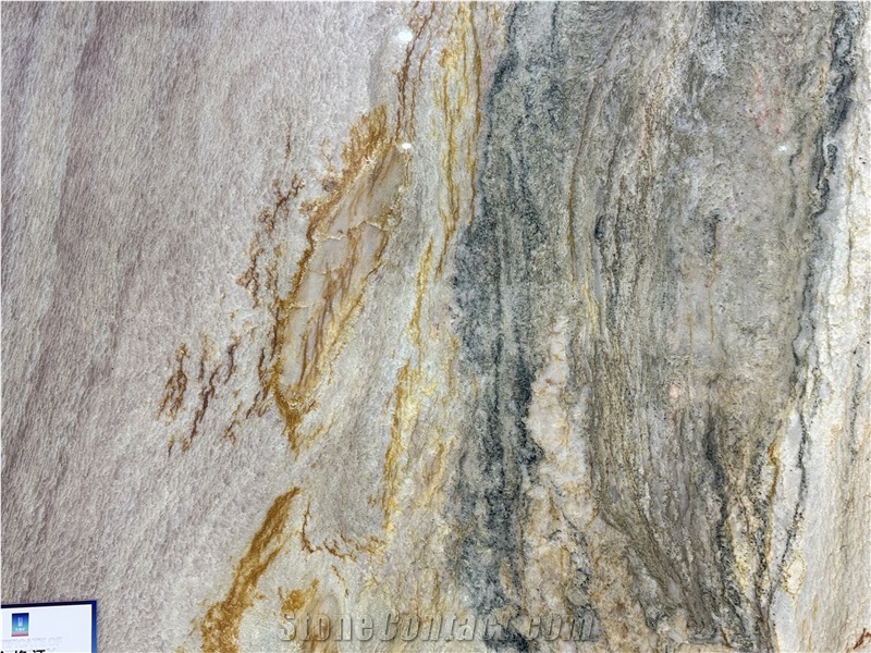 Macaubas Fantasy Gold Veins Brazilian Quartzite Slabs