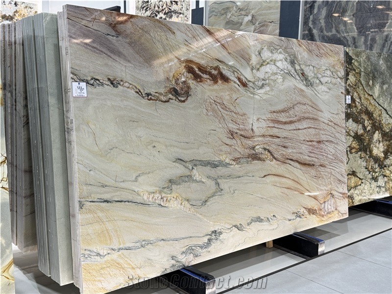 Macaubas Fantasy Polished Quartzite Rainbow Impression Slabs