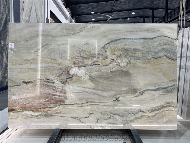 Macaubas Fantasy Polished Quartzite Slabs For Wall-Cladding