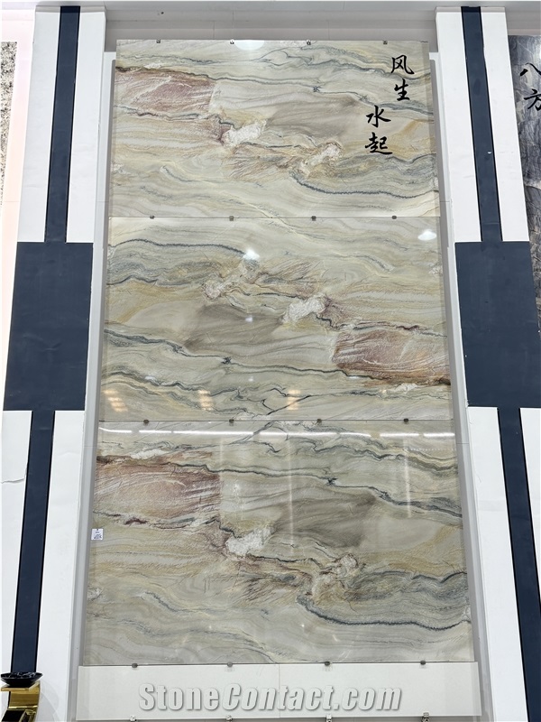 Macaubas Fantasy Polished Quartzite Slabs For Wall-Cladding