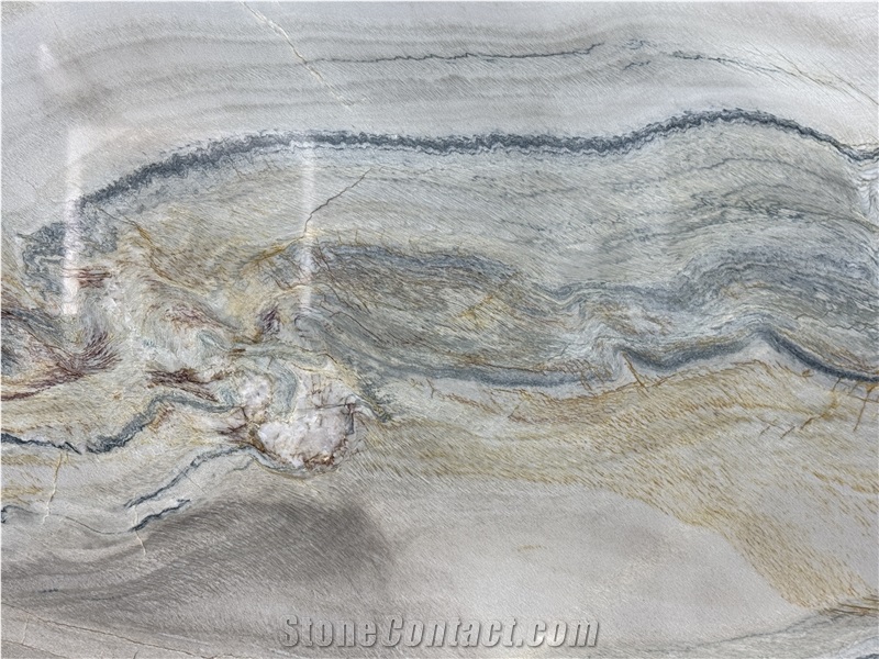Macaubas Fantasy Polished Quartzite Slabs For Wall-Cladding