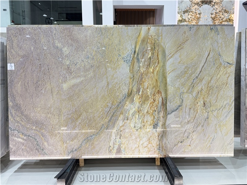 Macaubas Fantasy Quartzite Golden Veins Polished Slabs