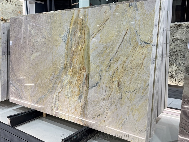 Macaubas Fantasy Quartzite Golden Veins Polished Slabs