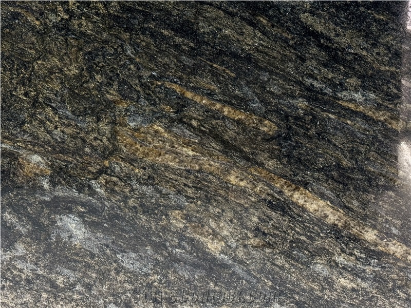 Metalicus Polished Brazil  Granite With Gold Veins Slabs