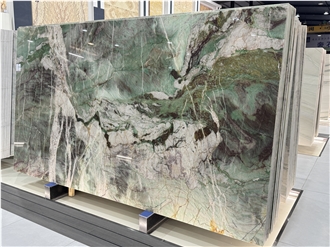 Moldavite Crystal Green Quartzite Slabs For Wall-Cladding