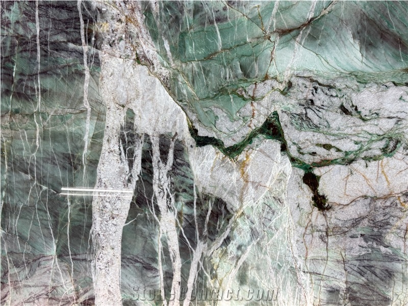 Moldavite Crystal Green Quartzite Slabs For Wall-Cladding