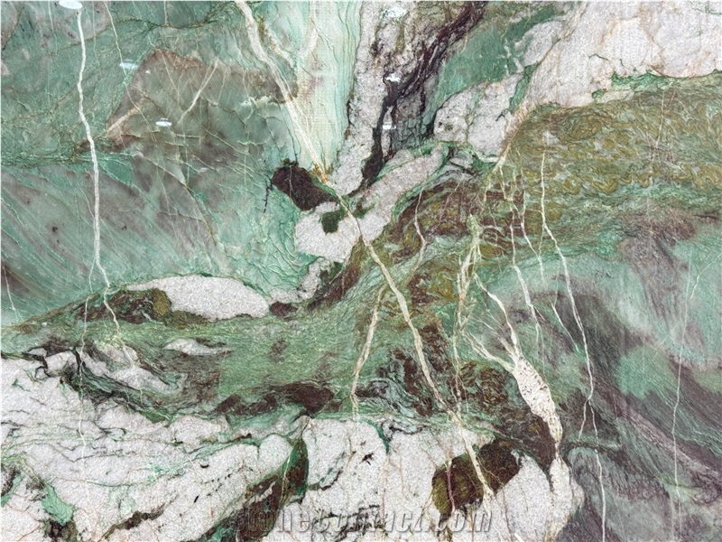 Moldavite Crystal Green Quartzite Slabs For Wall-Cladding