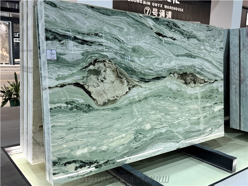 Victoria Green Grand Pattern Marble Slabs For Decorative
