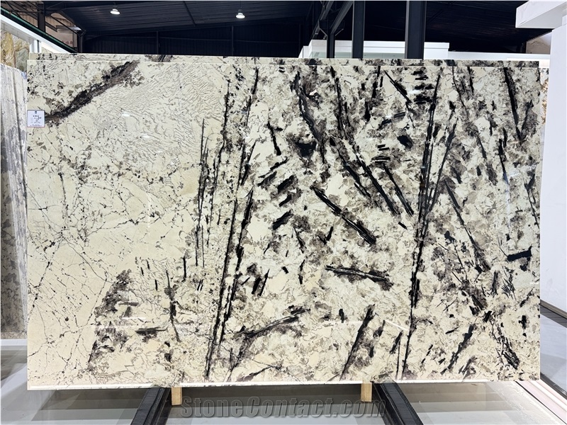 White Pandora Long Crystal Granite Slabs For Home Decorative