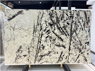 White Pandora Long Crystal Granite Slabs For Home Decorative