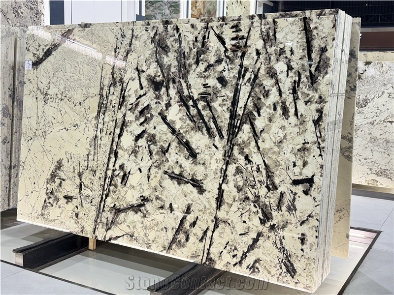 White Pandora Long Crystal Granite Slabs For Home Decorative