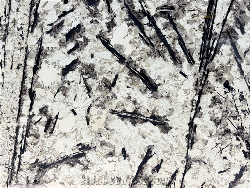 White Pandora Long Crystal Granite Slabs For Home Decorative