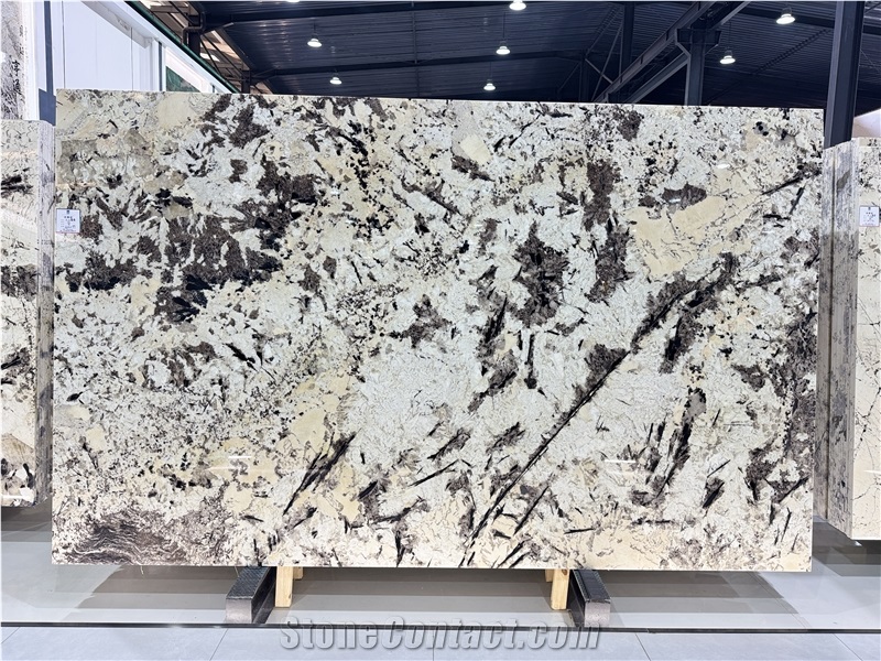White Splash Feathered Crystal Brazilian Granite Slabs