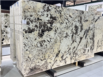 White Splash Feathered Crystal Brazilian Granite Slabs