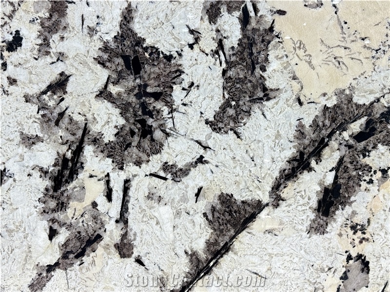 White Splash Feathered Crystal Brazilian Granite Slabs