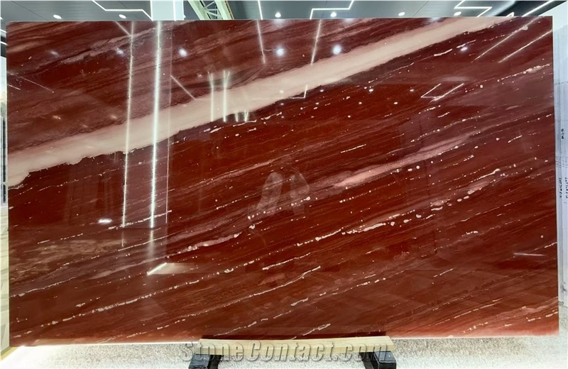 High-End Natural Red Fusion Quartzite Slabs