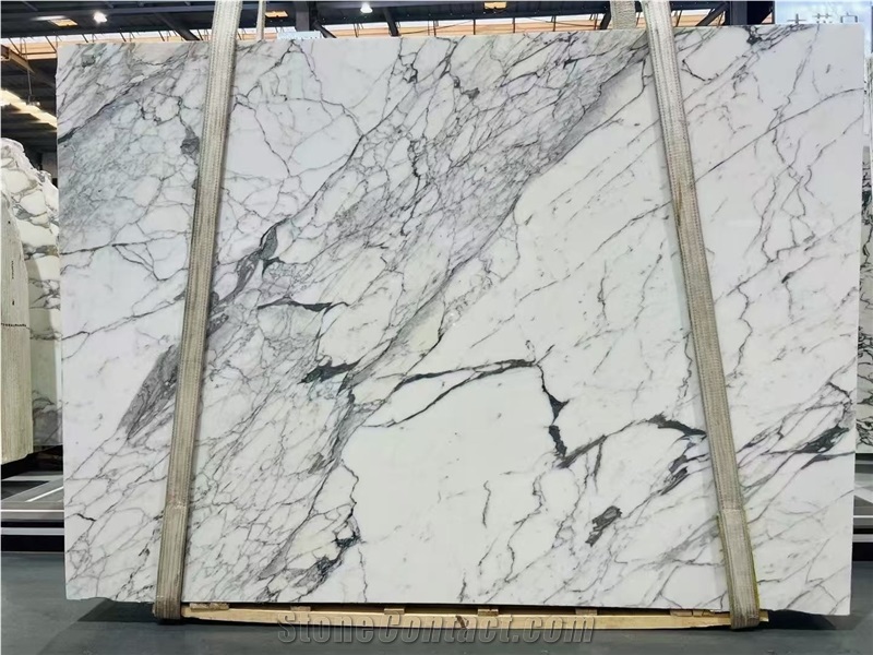 Polished  Arabescato White Marble  Slabs Wall Tile
