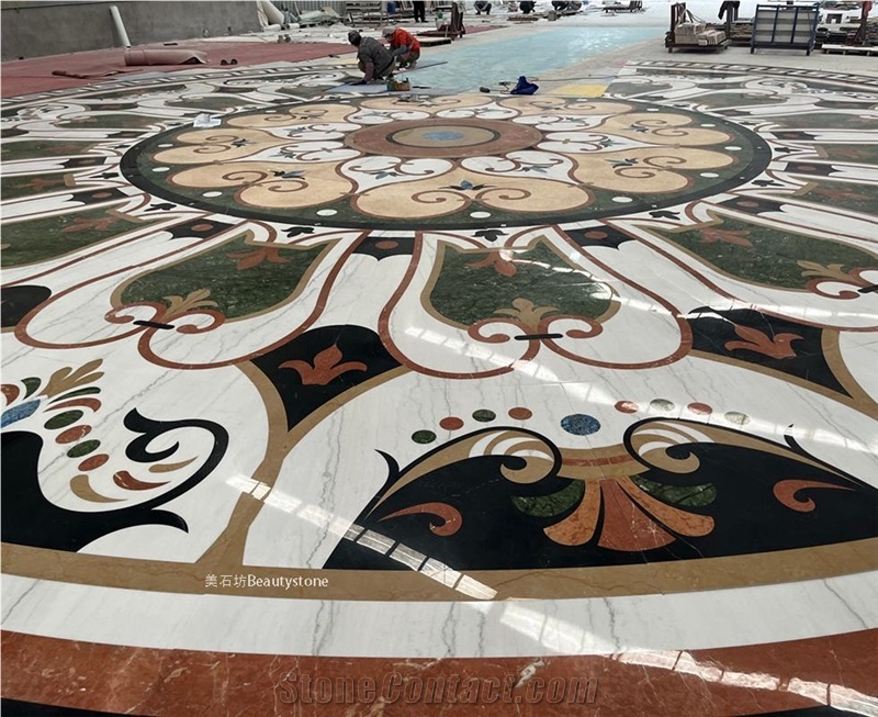 Big Waterjet Marble Floor Medallions Dia 15Meter Polished