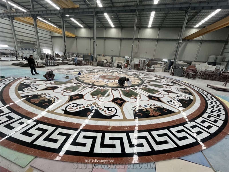 Big Waterjet Marble Floor Medallions Dia 15Meter Polished