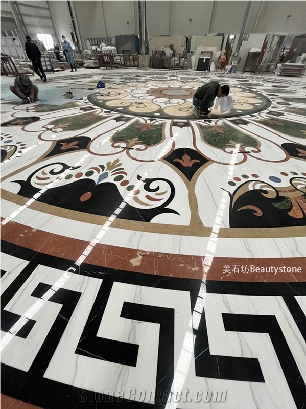 Big Waterjet Marble Floor Medallions Dia 15Meter Polished