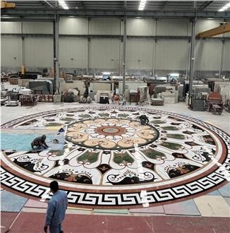 Big Waterjet Marble Floor Medallions Dia 15Meter Polished