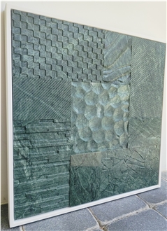 3D Carved Different Surface Finishing Green Marble CNC Wall Panels