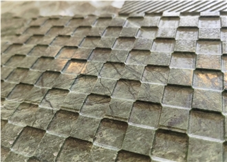 3D Carved Different Surface Finishing Green Marble CNC Wall Panels