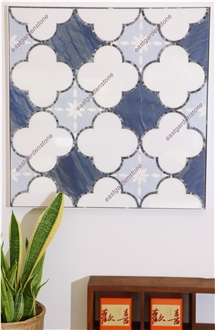 Azul Blue,Blue Celeste,Thassos Marble Mosaic Tiles