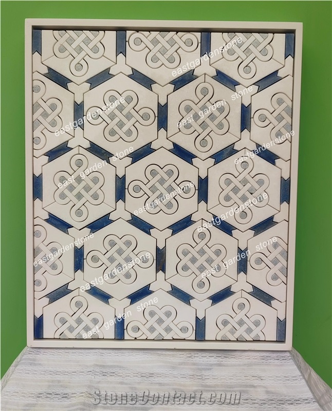 Imperial Palace Pattern Blue And White Mosaic Tiles