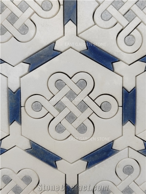 Imperial Palace Pattern Blue And White Mosaic Tiles