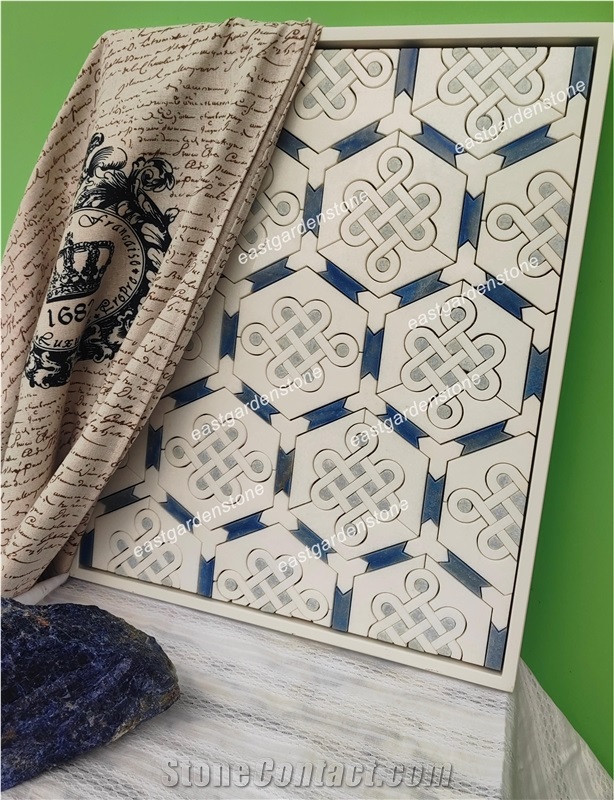 Imperial Palace Pattern Blue And White Mosaic Tiles