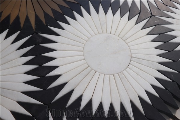 Marble  Mosaic Tiles With Metal Hotel Lobby Decoration