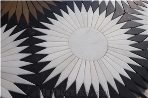 Marble  Mosaic Tiles With Metal Hotel Lobby Decoration