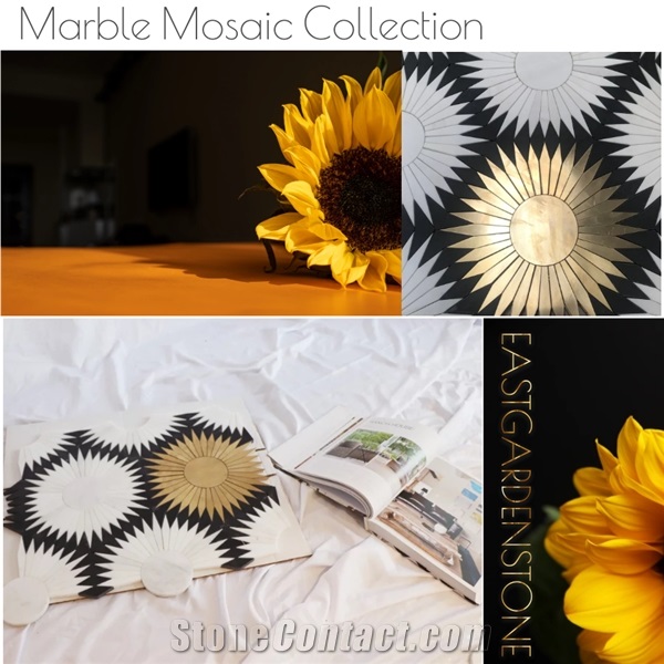 Marble  Mosaic Tiles With Metal Hotel Lobby Decoration