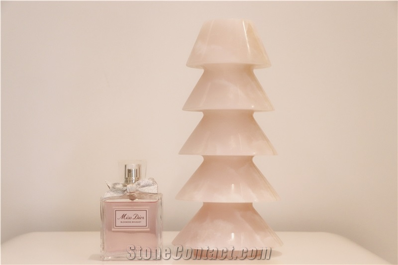 Pink Onyx Christmas Tree  Pedestal Column