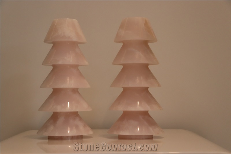 Pink Onyx Christmas Tree  Pedestal Column