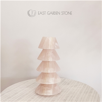 Pink Onyx Christmas Tree  Pedestal Column