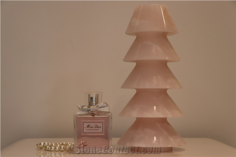 Pink Onyx Christmas Tree  Pedestal Column