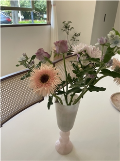 Pink Onyx Translucency  Interior Vase In High-End Design