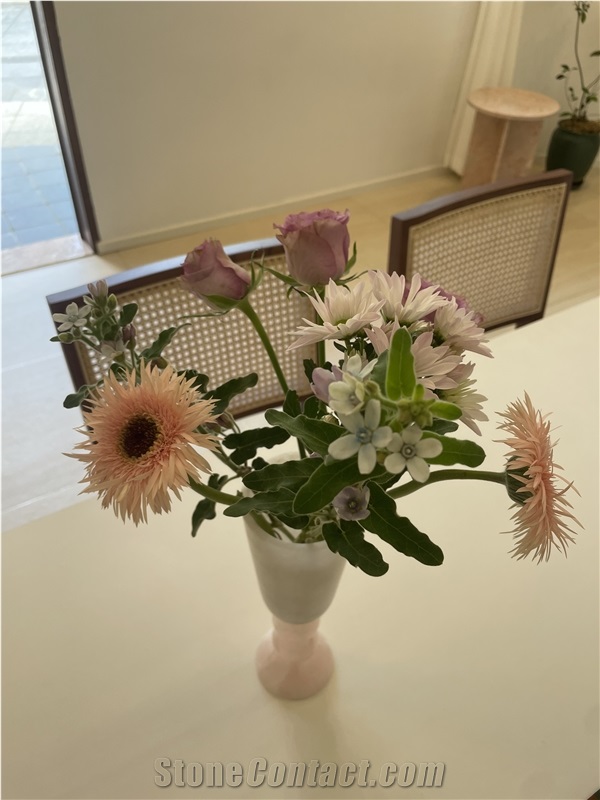 Pink Onyx Translucency  Interior Vase In High-End Design