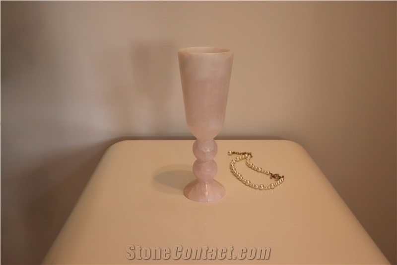 Pink Onyx Translucency  Interior Vase In High-End Design