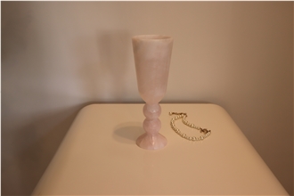 Pink Onyx Translucency  Interior Vase In High-End Design