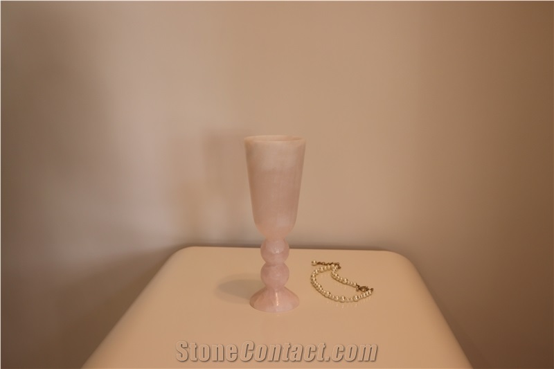 Pink Onyx Translucency  Interior Vase In High-End Design