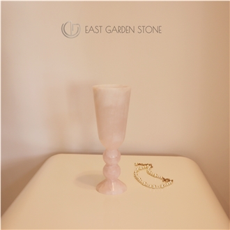 Pink Onyx Translucency  Interior Vase In High-End Design